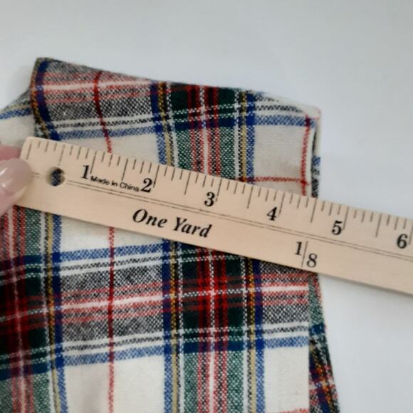 Vintage 1980s Wool Flannel Shift Dress Red Rothesay Tartan Plaid Handmade Lined - Picture 15 of 15